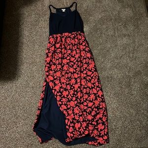 Jcrew 4 navy and floral maxi dress with a slit!